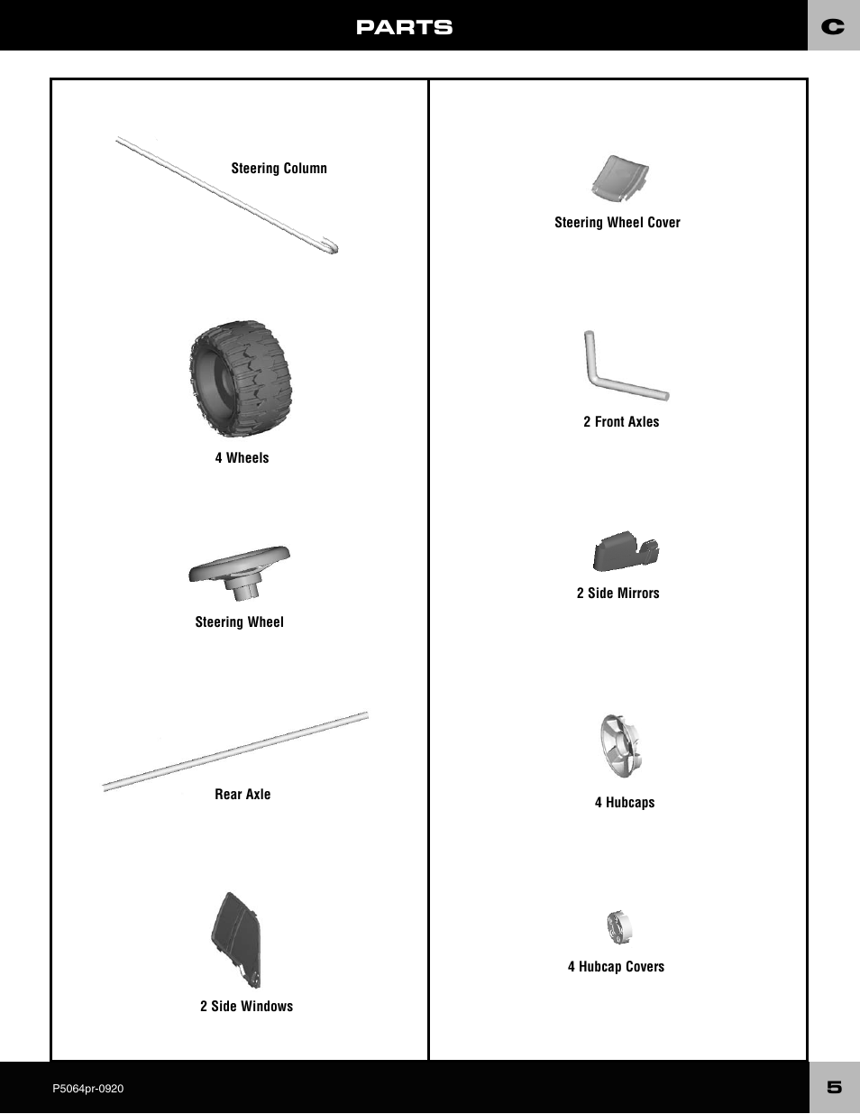 Parts | Fisher-Price P5064 User Manual | Page 5 / 28