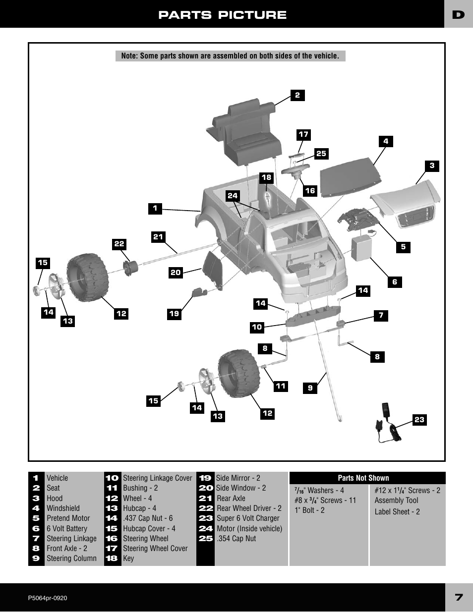 Parts picture | Fisher-Price P5064 User Manual | Page 7 / 28