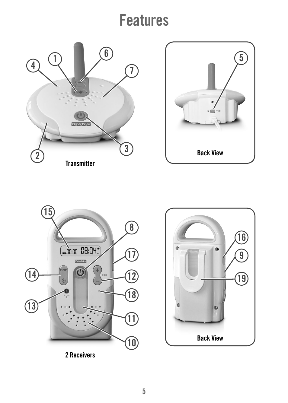 Features | Fisher-Price T4842 User Manual | Page 5 / 16