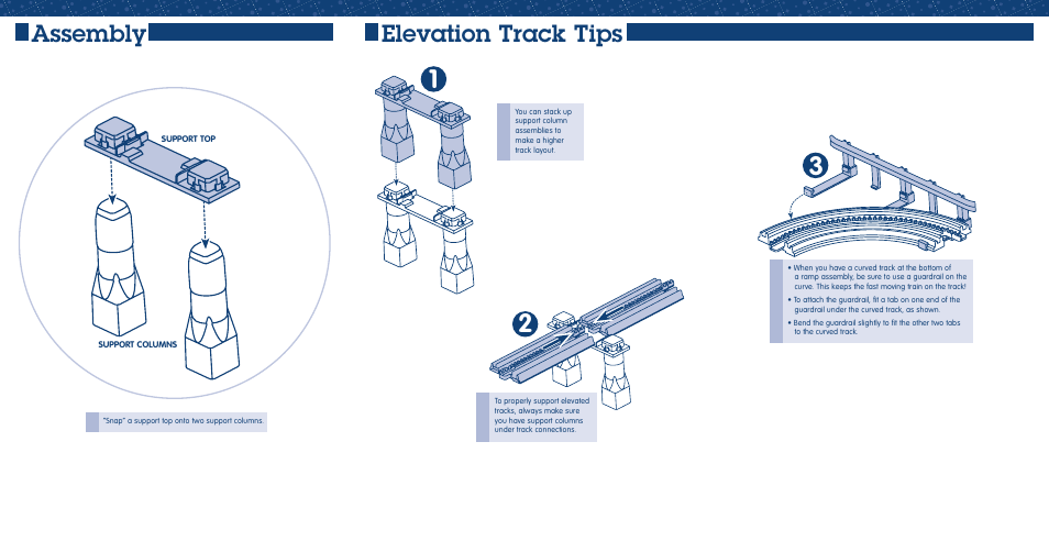 Assembly elevation track tips | Fisher-Price GEO-TRAX RAIL & ROAD SYSTEM L9181 User Manual | Page 3 / 5