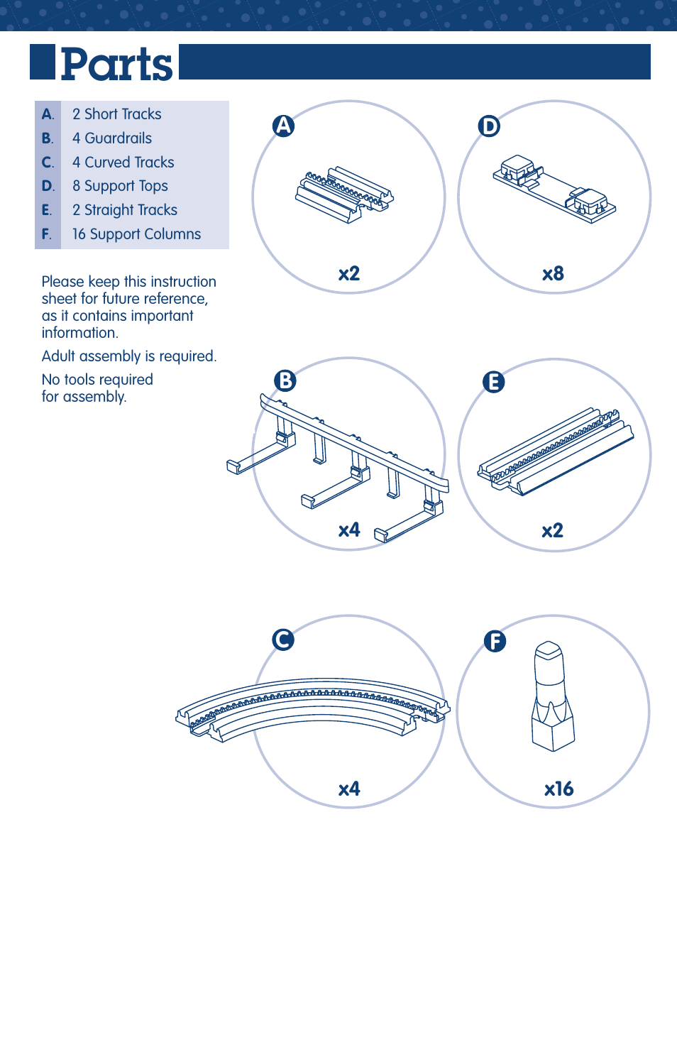 Parts | Fisher-Price GEO-TRAX RAIL & ROAD SYSTEM L9181 User Manual | Page 4 / 5