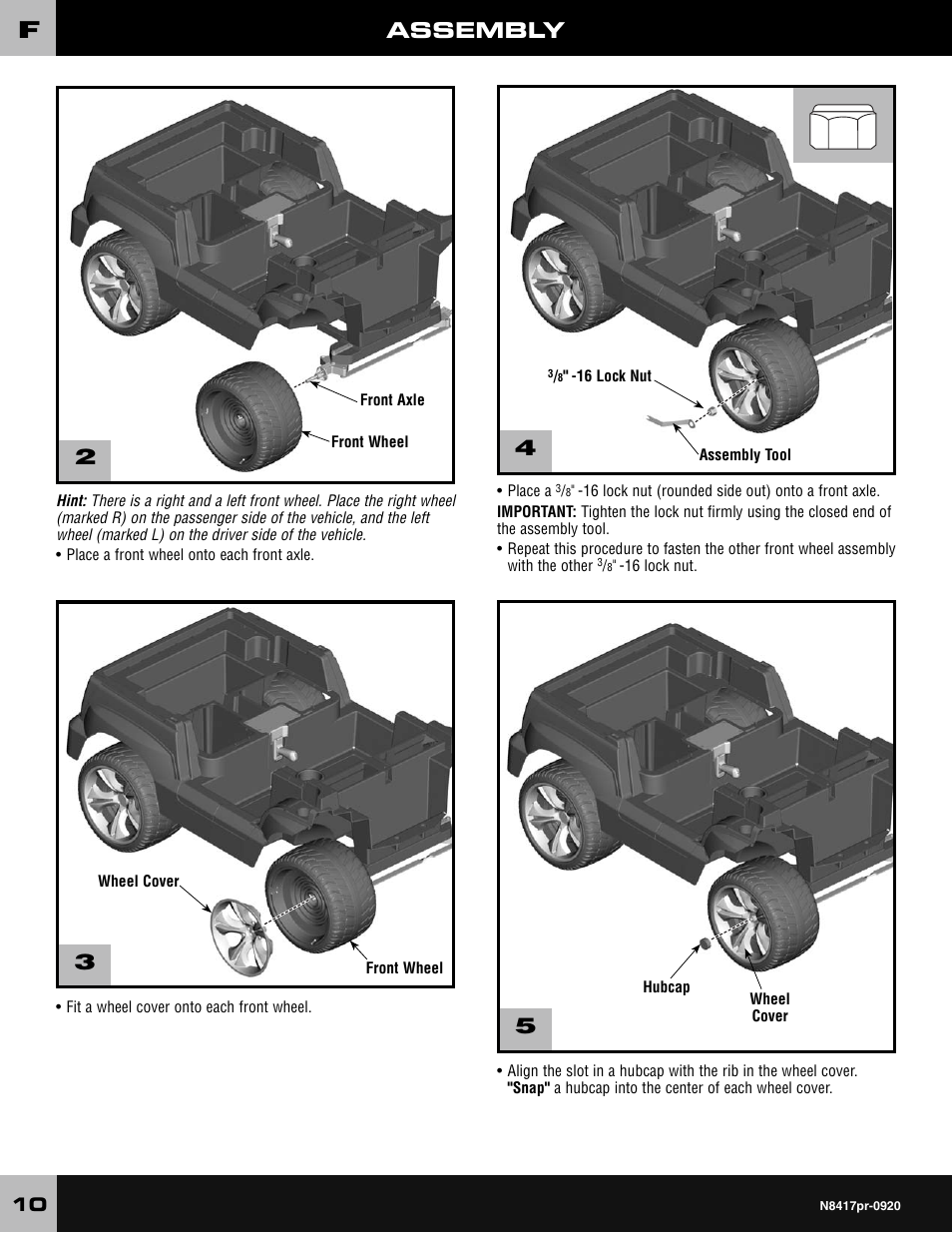 Assembly | Fisher-Price CADILLAC ESCALADE CUSTOM EDITION POWER WHEELS N8417 User Manual | Page 10 / 32