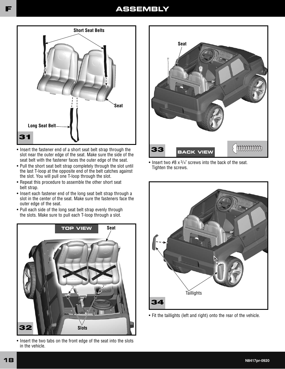 Assembly | Fisher-Price CADILLAC ESCALADE CUSTOM EDITION POWER WHEELS N8417 User Manual | Page 18 / 32