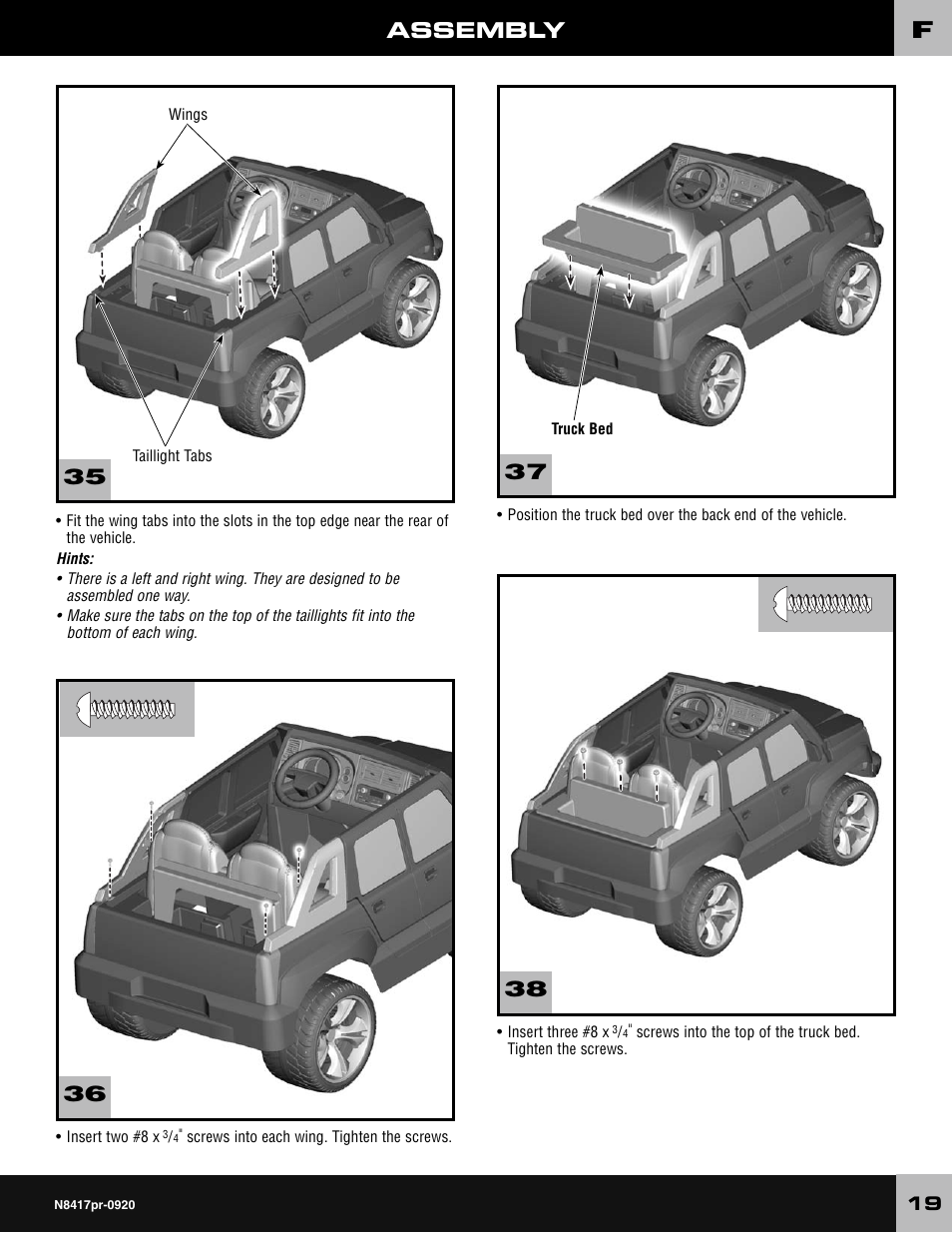 Assembly | Fisher-Price CADILLAC ESCALADE CUSTOM EDITION POWER WHEELS N8417 User Manual | Page 19 / 32