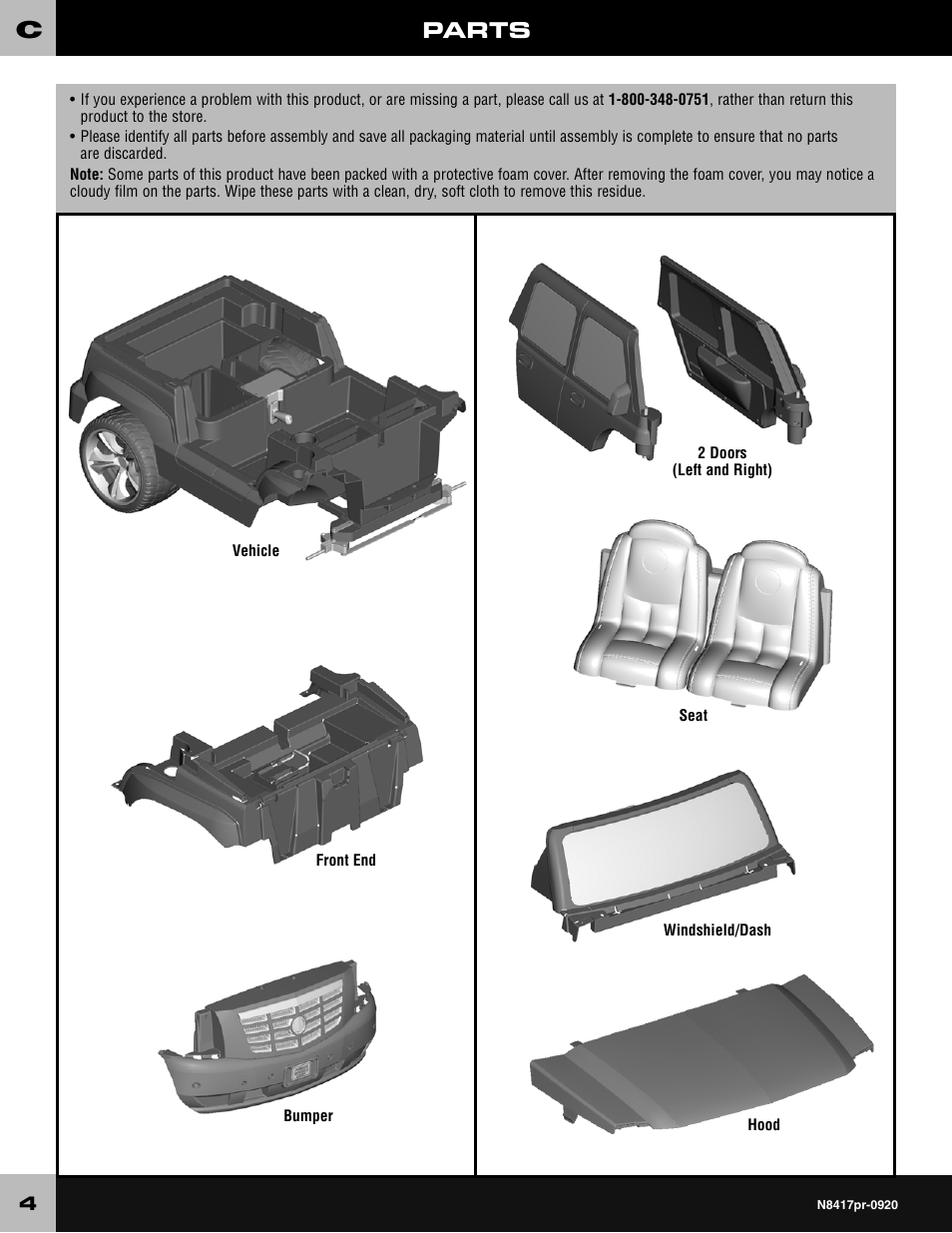 Parts | Fisher-Price CADILLAC ESCALADE CUSTOM EDITION POWER WHEELS N8417 User Manual | Page 4 / 32