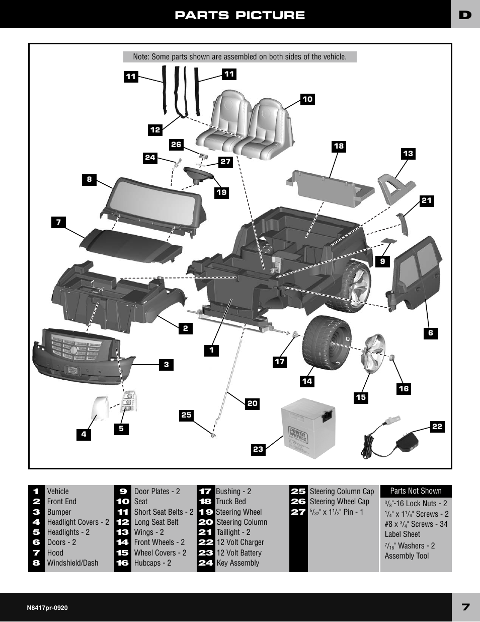 Parts picture | Fisher-Price CADILLAC ESCALADE CUSTOM EDITION POWER WHEELS N8417 User Manual | Page 7 / 32