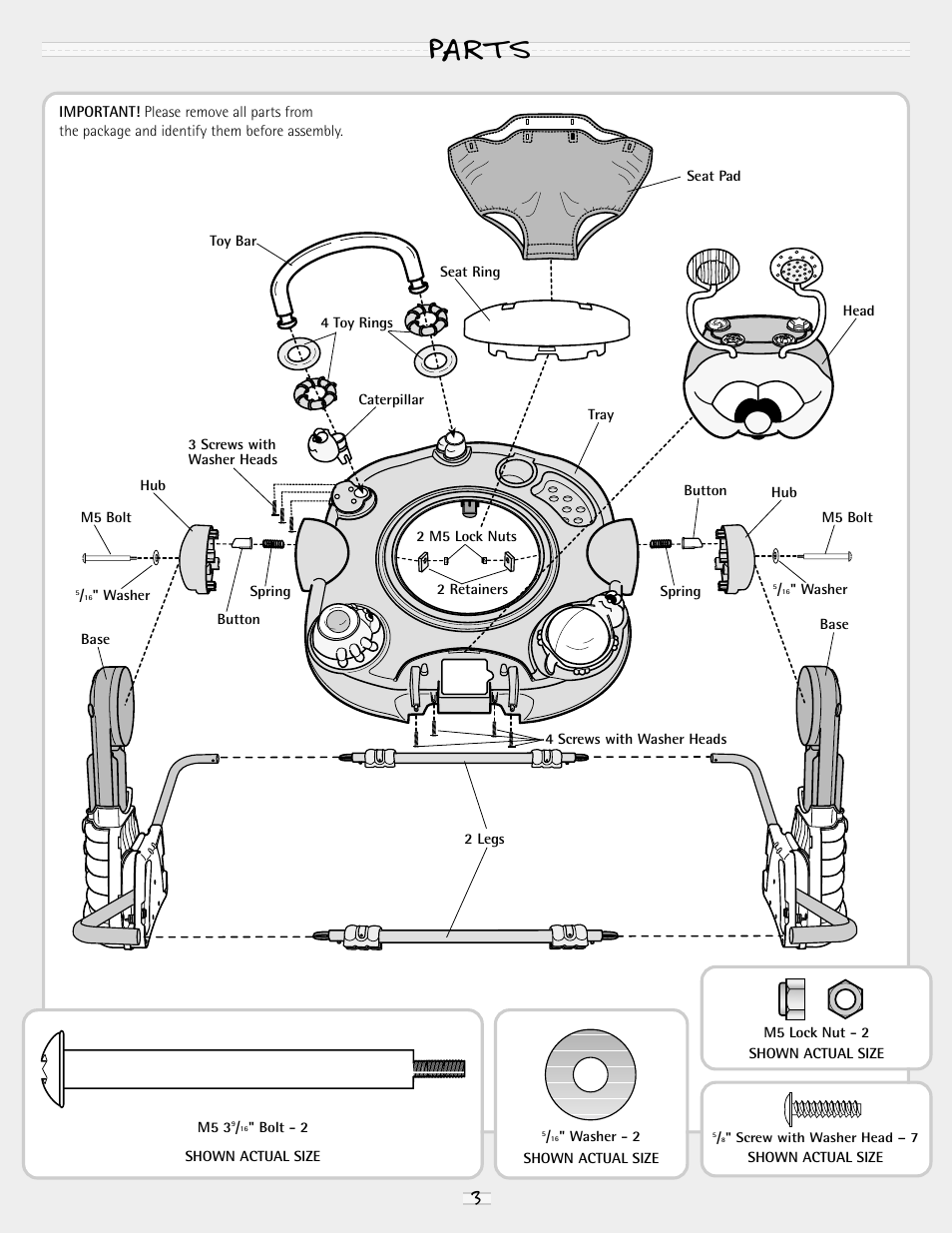 Parts | Fisher-Price PORTABLE ENTERTAINER 79070 User Manual | Page 3 / 16