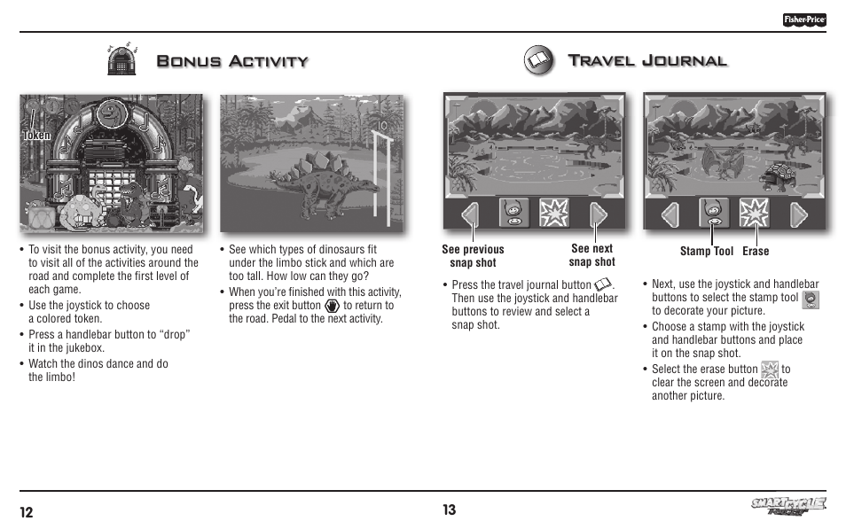 Travel journal, Bonus activity | Fisher-Price SMART CYCLE RACER T6356 User Manual | Page 7 / 8