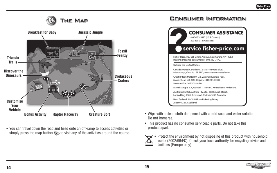 Consumer information, Consu, The map | Fisher-Price SMART CYCLE RACER T6356 User Manual | Page 8 / 8