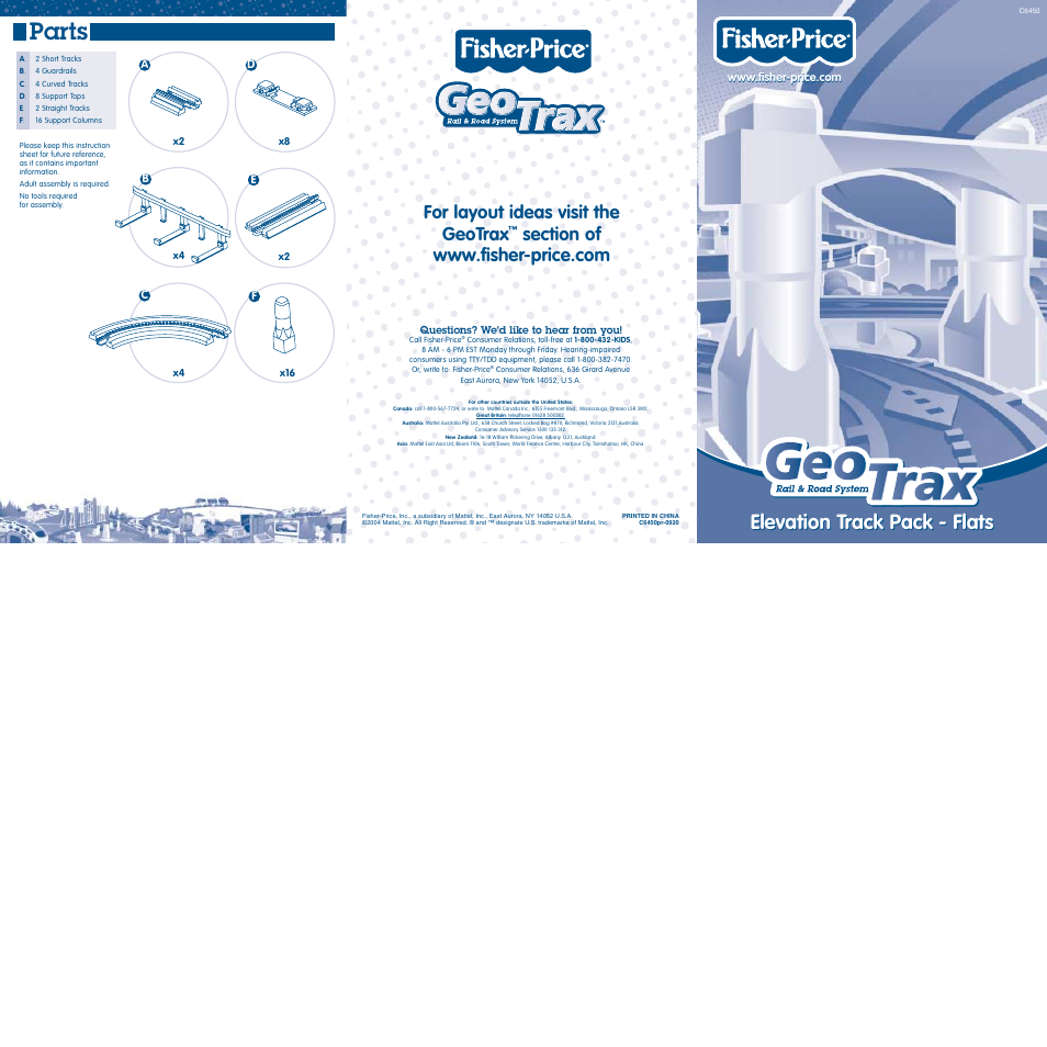 Fisher-Price GEOTRAX C6450 User Manual | 2 pages