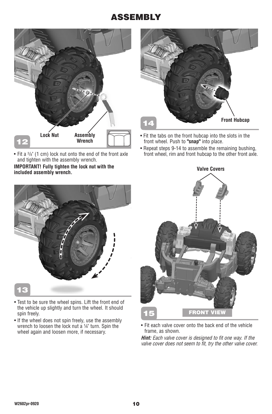 Assembly | Fisher-Price DUNE RACER W2602 User Manual | Page 10 / 28