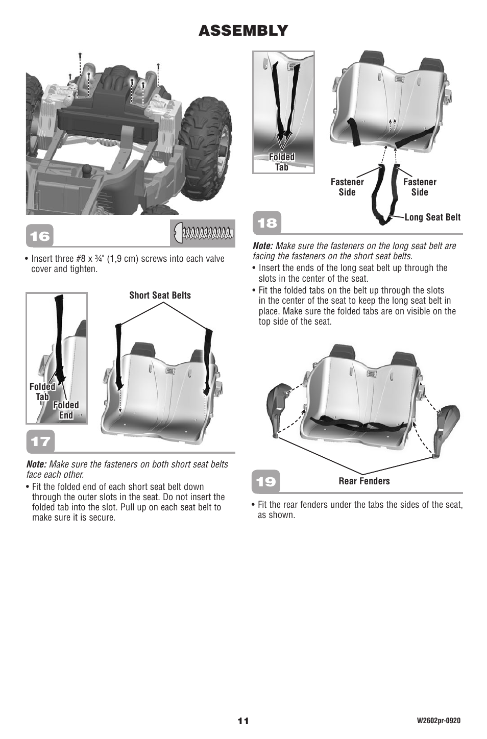 Assembly | Fisher-Price DUNE RACER W2602 User Manual | Page 11 / 28