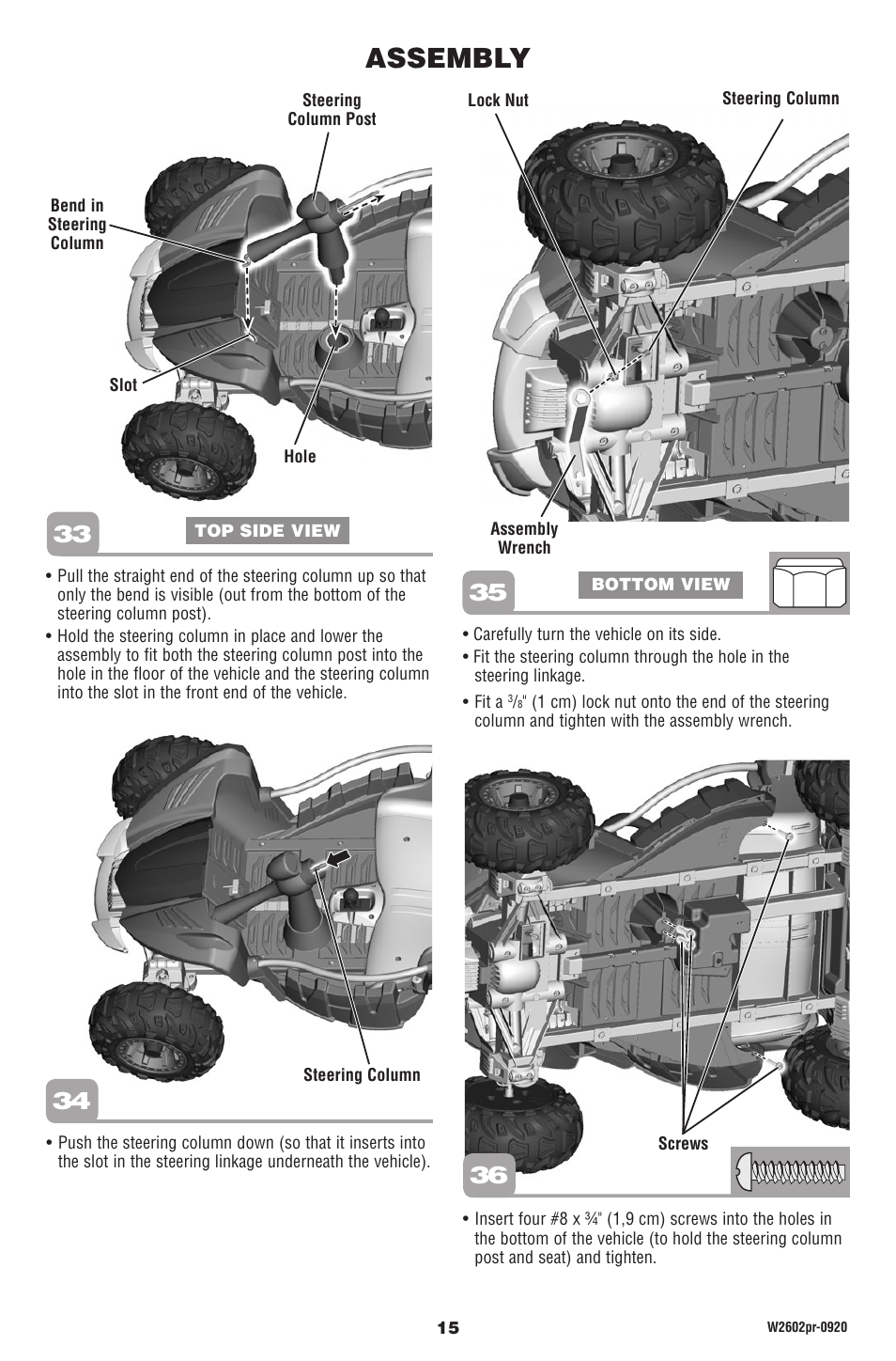 Assembly | Fisher-Price DUNE RACER W2602 User Manual | Page 15 / 28