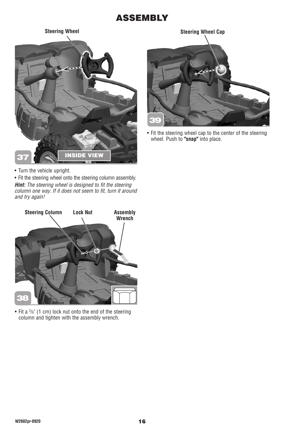 Assembly | Fisher-Price DUNE RACER W2602 User Manual | Page 16 / 28