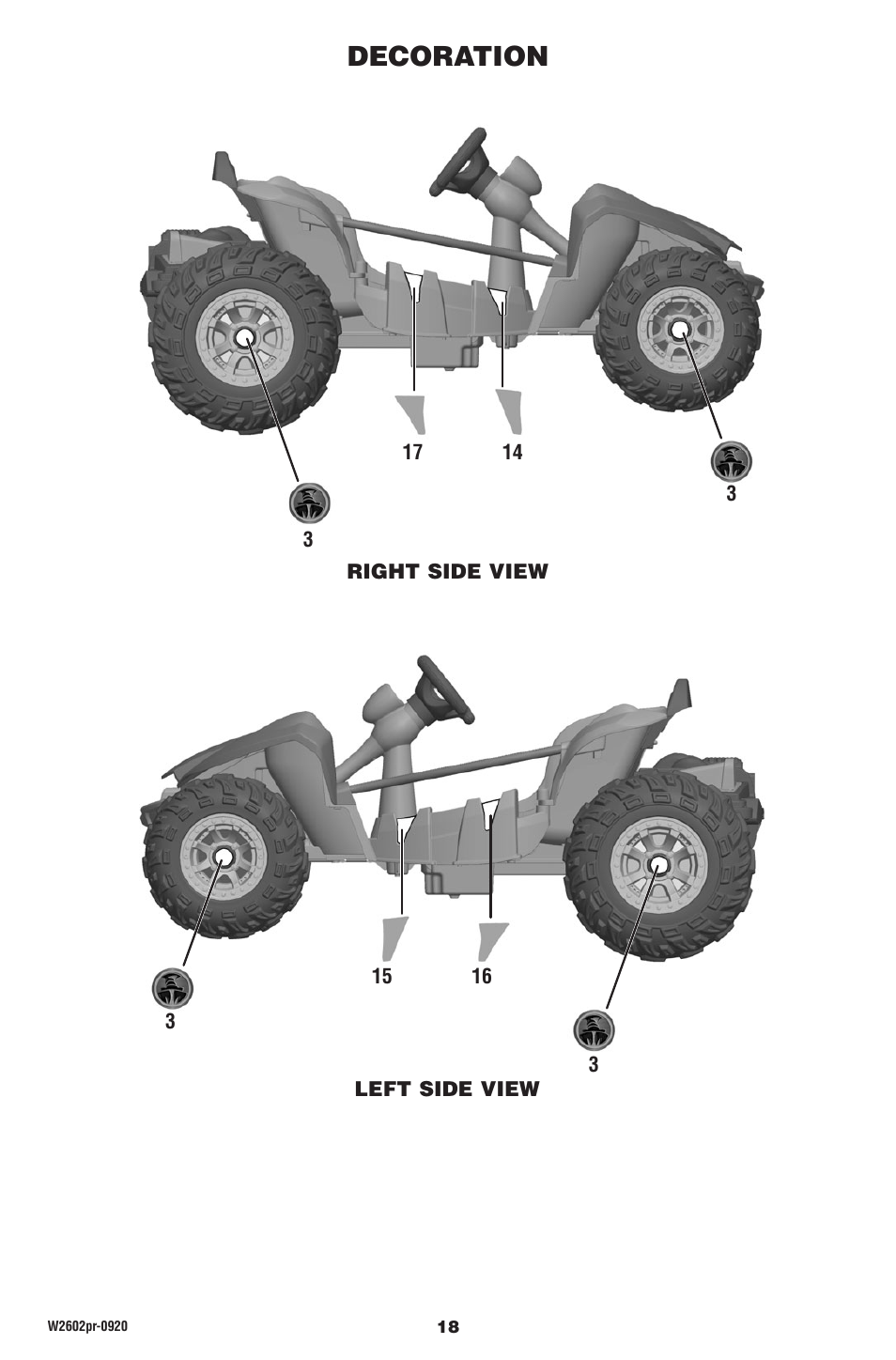 Decoration | Fisher-Price DUNE RACER W2602 User Manual | Page 18 / 28