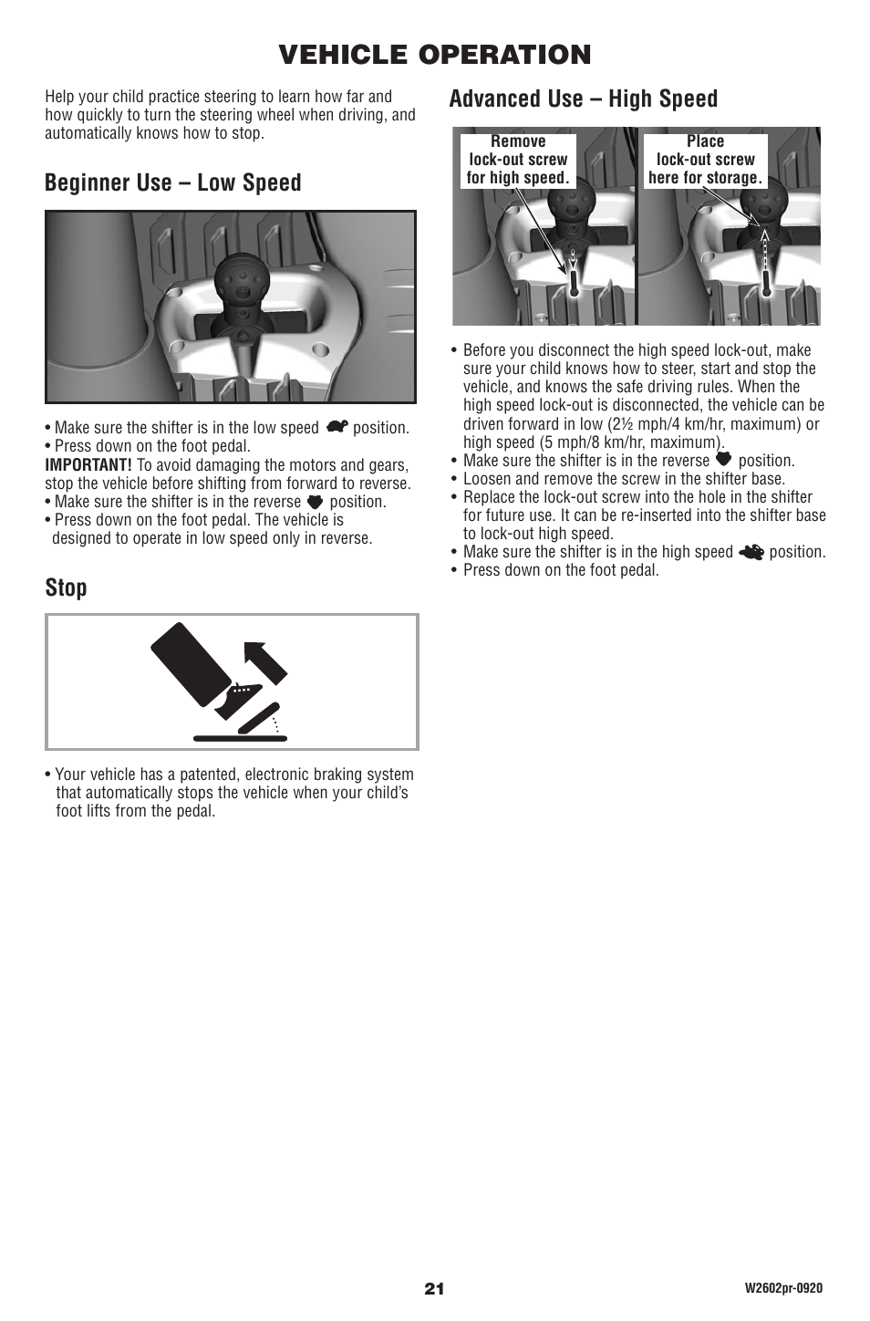 Vehicle operation | Fisher-Price DUNE RACER W2602 User Manual | Page 21 / 28