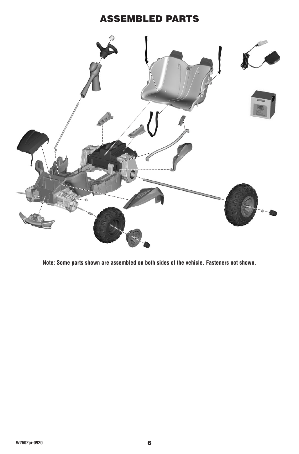 Assembled parts | Fisher-Price DUNE RACER W2602 User Manual | Page 6 / 28