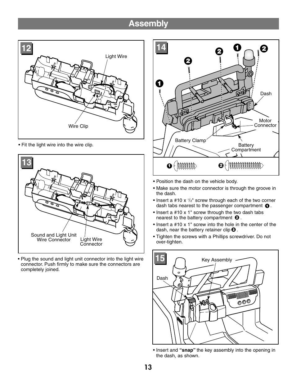 Assembly | Fisher-Price BARBIE JEEP B2489 User Manual | Page 13 / 36