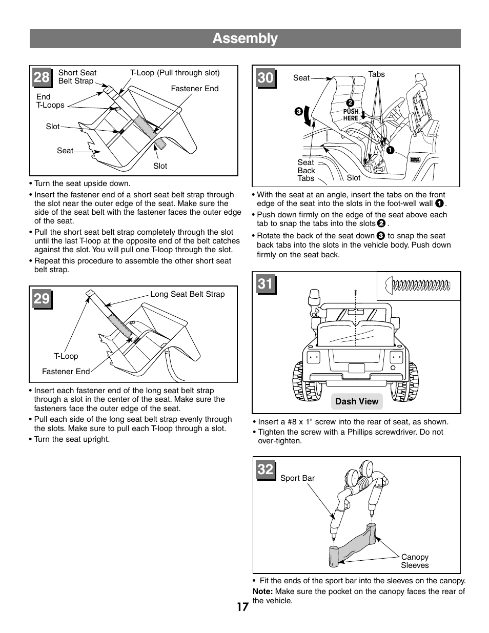 Assembly | Fisher-Price BARBIE JEEP B2489 User Manual | Page 17 / 36