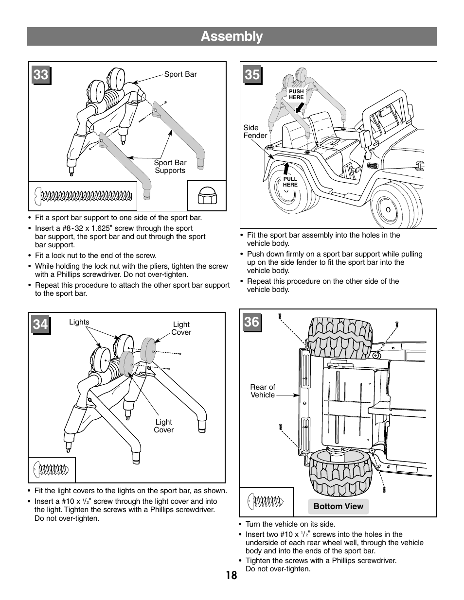 Assembly | Fisher-Price BARBIE JEEP B2489 User Manual | Page 18 / 36