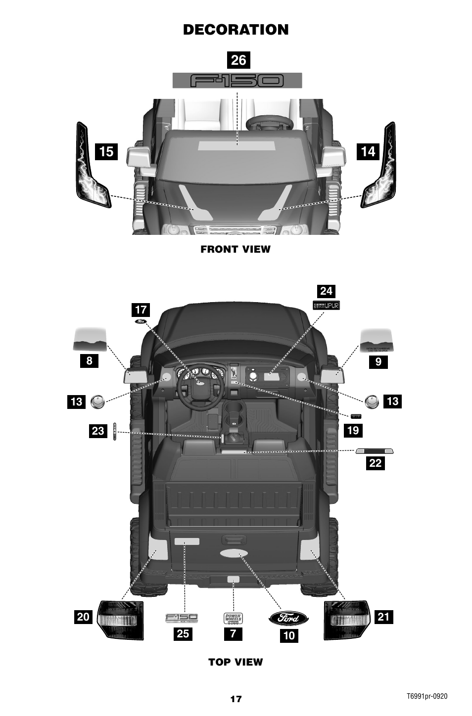 Decoration | Fisher-Price Power Wheels Ford F-150 T6991 User Manual | Page 17 / 28