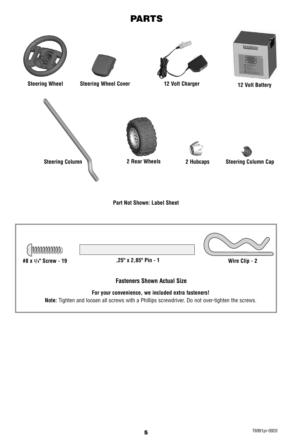 Parts | Fisher-Price Power Wheels Ford F-150 T6991 User Manual | Page 5 / 28