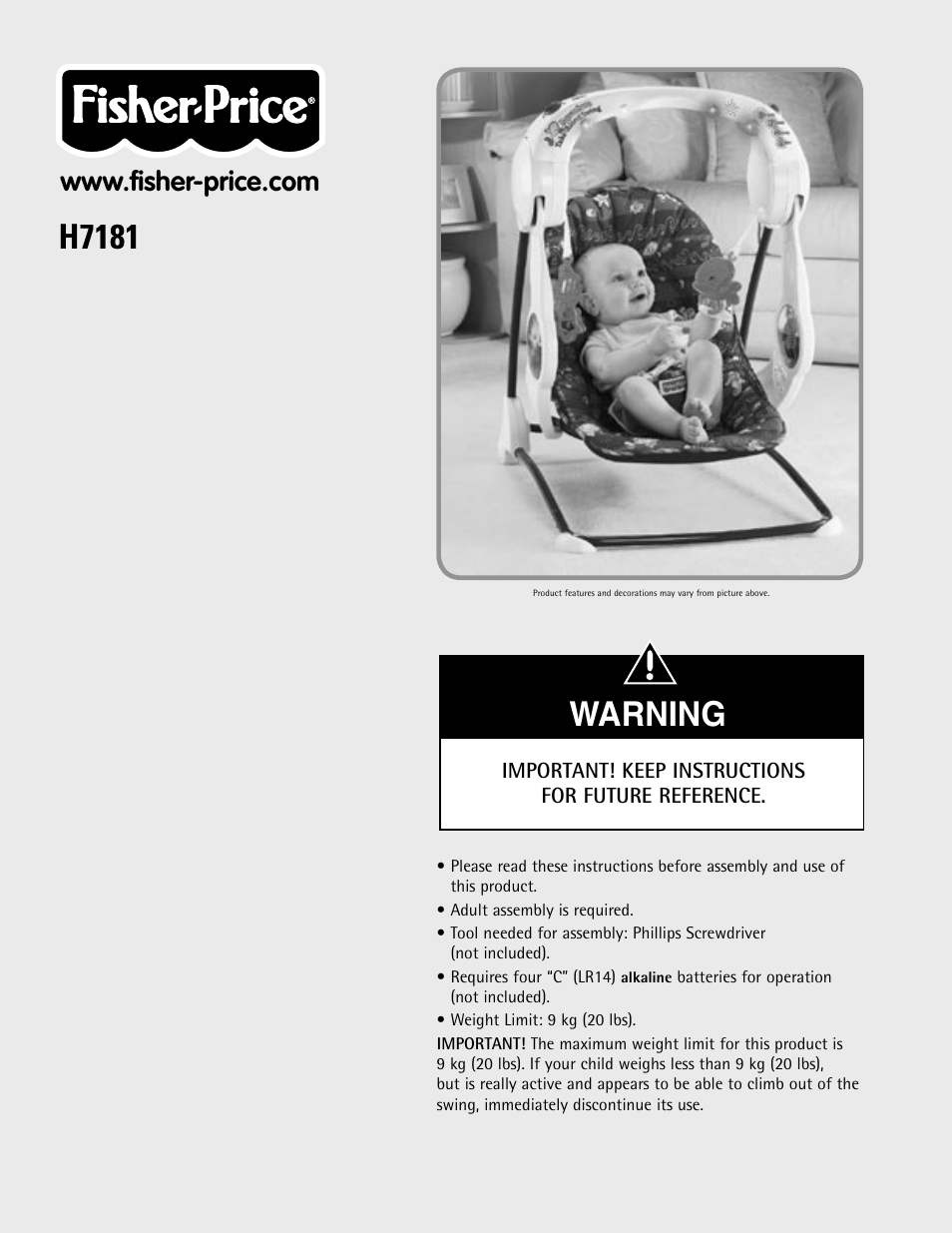 Fisher-Price H7181 User Manual | 12 pages