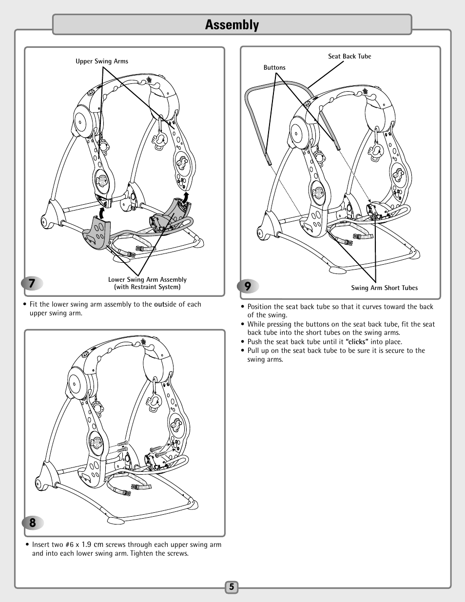2assembly | Fisher-Price H7181 User Manual | Page 5 / 12