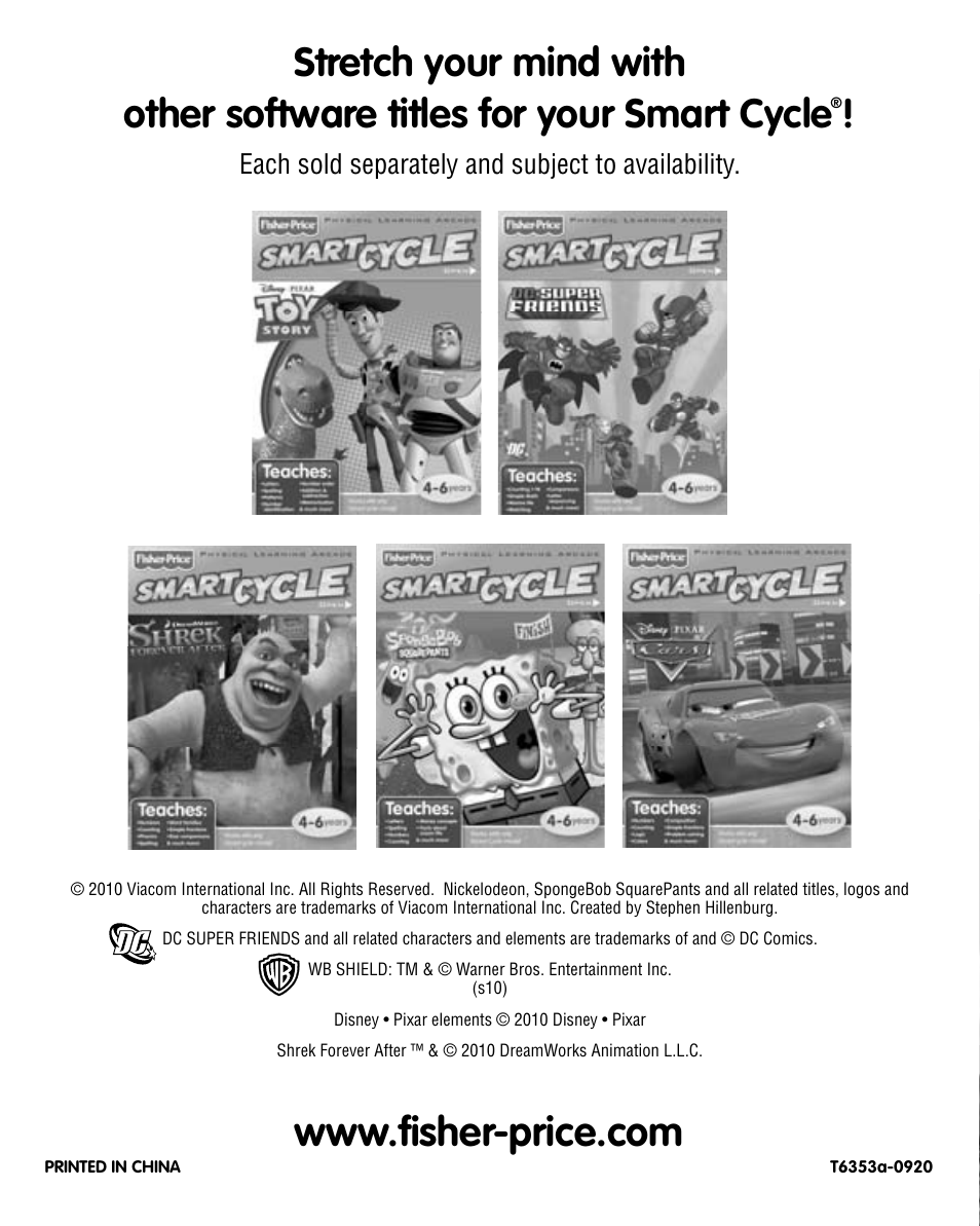 Fisher-Price SMARTCYCLE RACER T6353 User Manual | Page 16 / 16