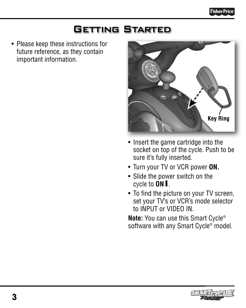 Getting started | Fisher-Price SMARTCYCLE RACER T6353 User Manual | Page 3 / 16