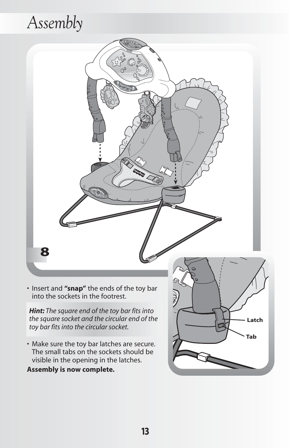 Assembly | Fisher-Price 79030 User Manual | Page 13 / 20