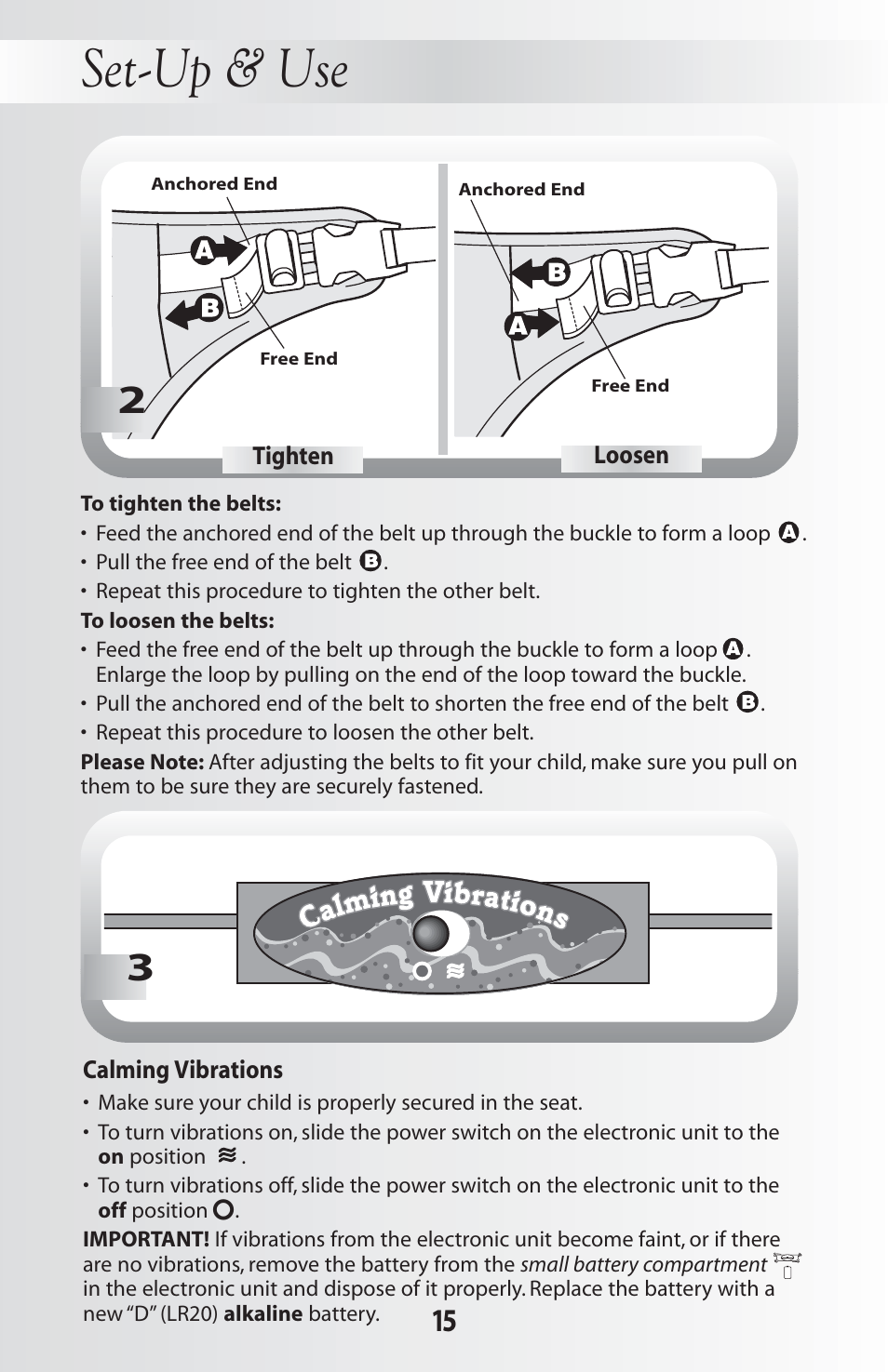 Set-up & use | Fisher-Price 79030 User Manual | Page 15 / 20