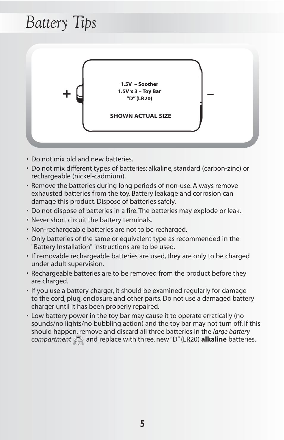 Battery tips | Fisher-Price 79030 User Manual | Page 5 / 20