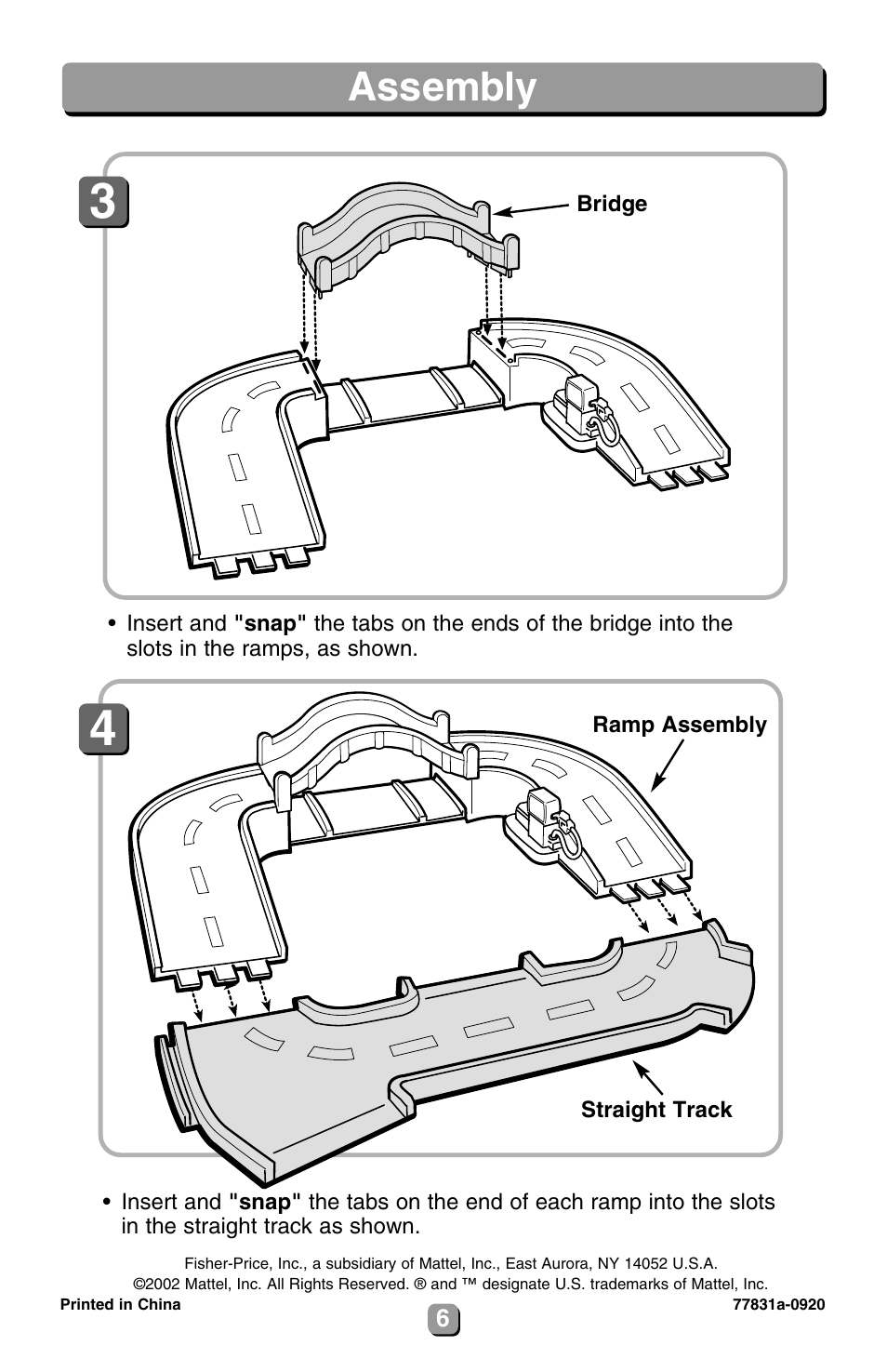 Assembly | Fisher-Price 77831 User Manual | Page 6 / 12