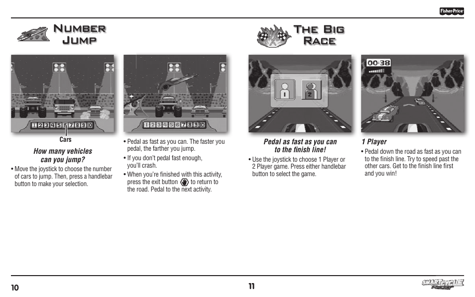 Number jump n, The big race | Fisher-Price PHYSICAL LEARNING ARCADE SYSTEM T6348 User Manual | Page 6 / 8