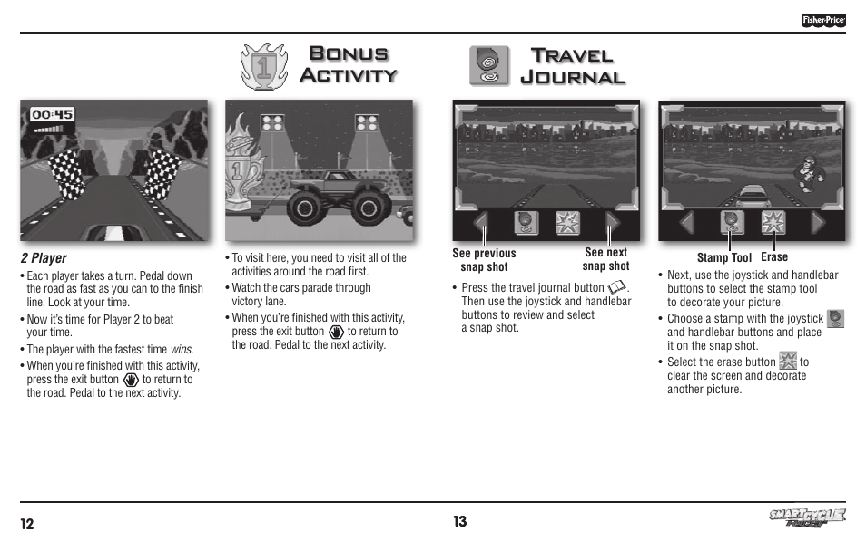 Bonus activity, Travel journal j | Fisher-Price PHYSICAL LEARNING ARCADE SYSTEM T6348 User Manual | Page 7 / 8