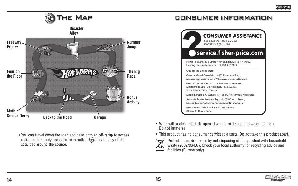 The map t, Consumer information | Fisher-Price PHYSICAL LEARNING ARCADE SYSTEM T6348 User Manual | Page 8 / 8