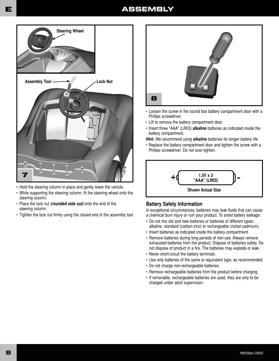 Assembly | Fisher-Price LIGHTING MCQUEEN H8256 User Manual | Page 8 / 20