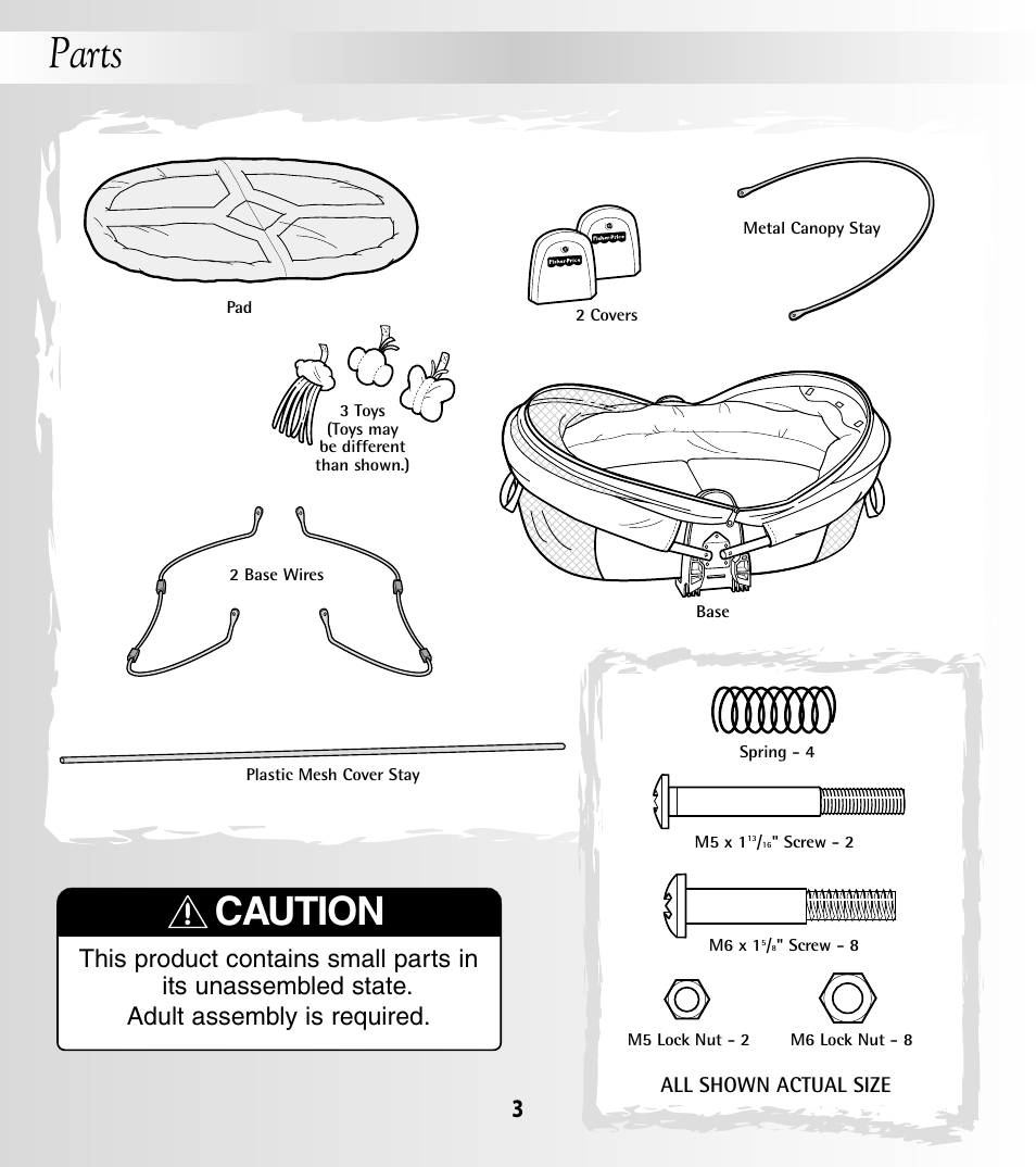 Parts, Caution | Fisher-Price 79652 User Manual | Page 3 / 8
