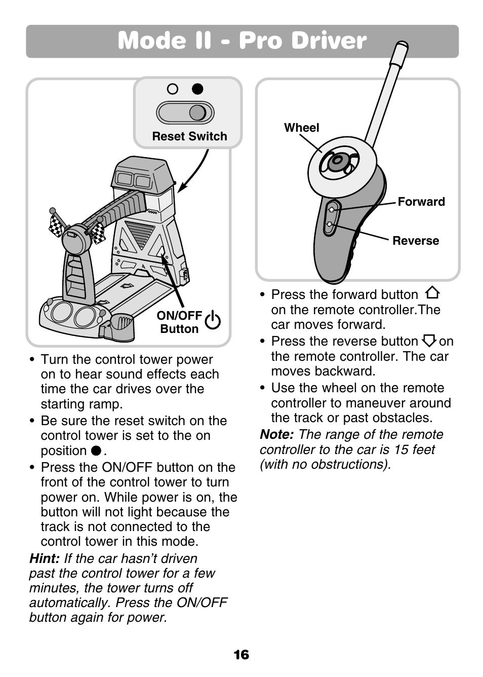 Mode ii - pro driver | Fisher-Price GROW WITH ME RC RALLY 77306 User Manual | Page 16 / 24