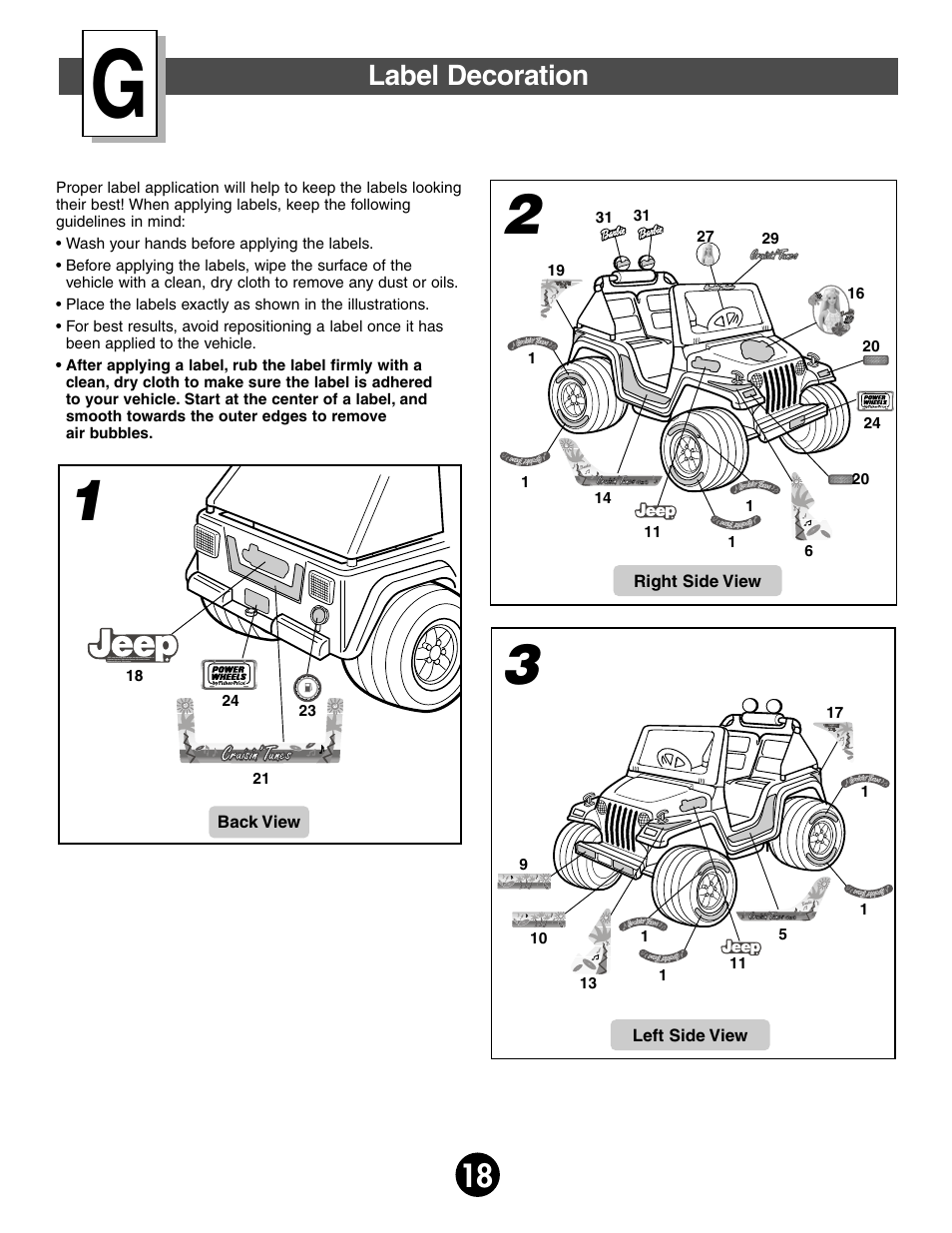 Label decoration | Fisher-Price 74340 User Manual | Page 18 / 32