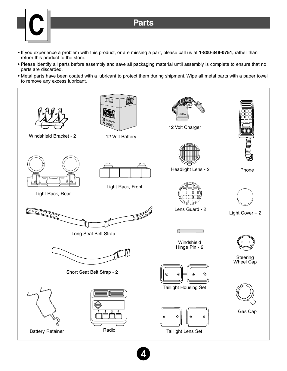 Parts | Fisher-Price 74340 User Manual | Page 4 / 32