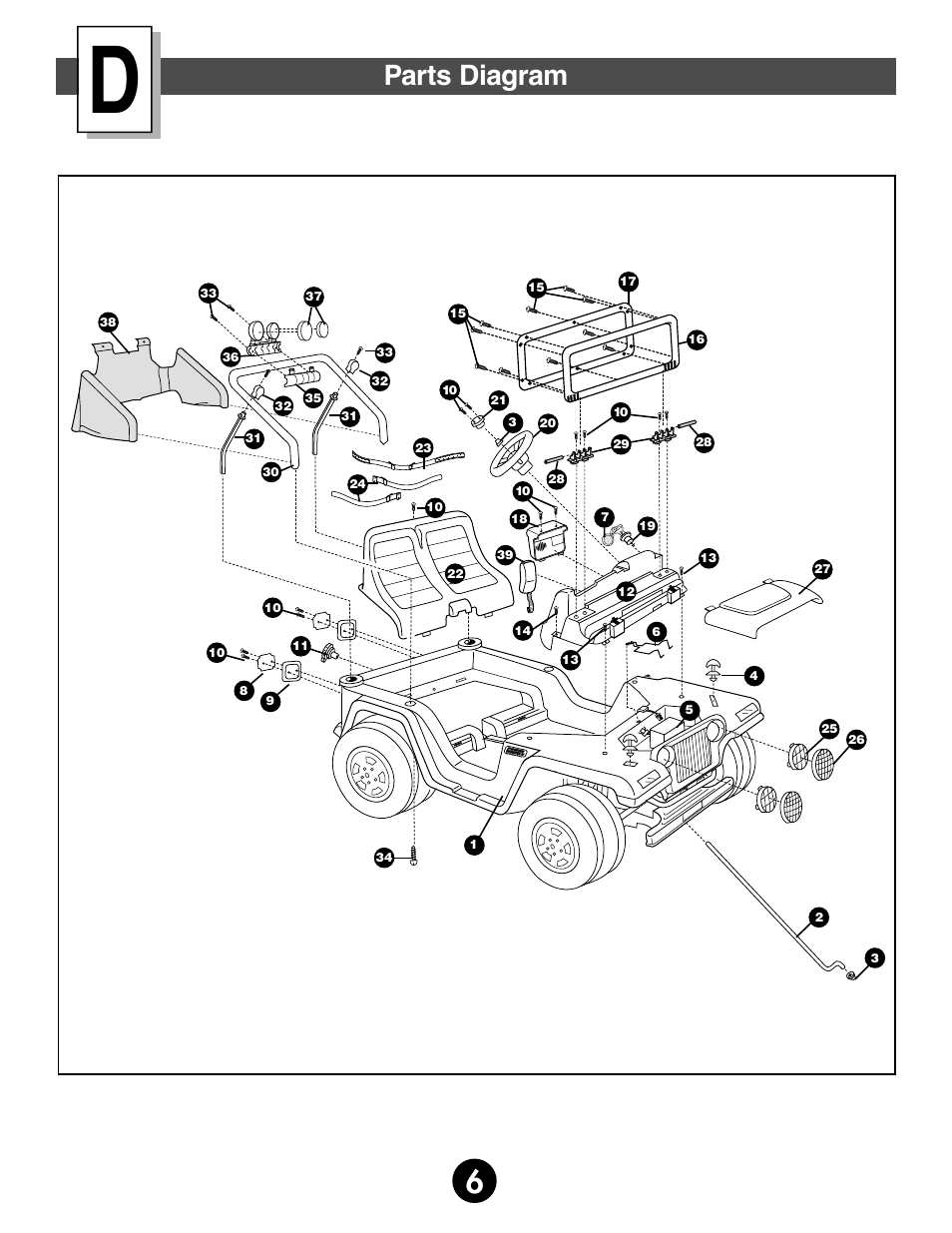 Parts diagram | Fisher-Price 74340 User Manual | Page 6 / 32