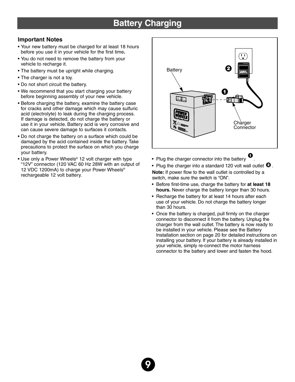 Battery charging | Fisher-Price 74340 User Manual | Page 9 / 32