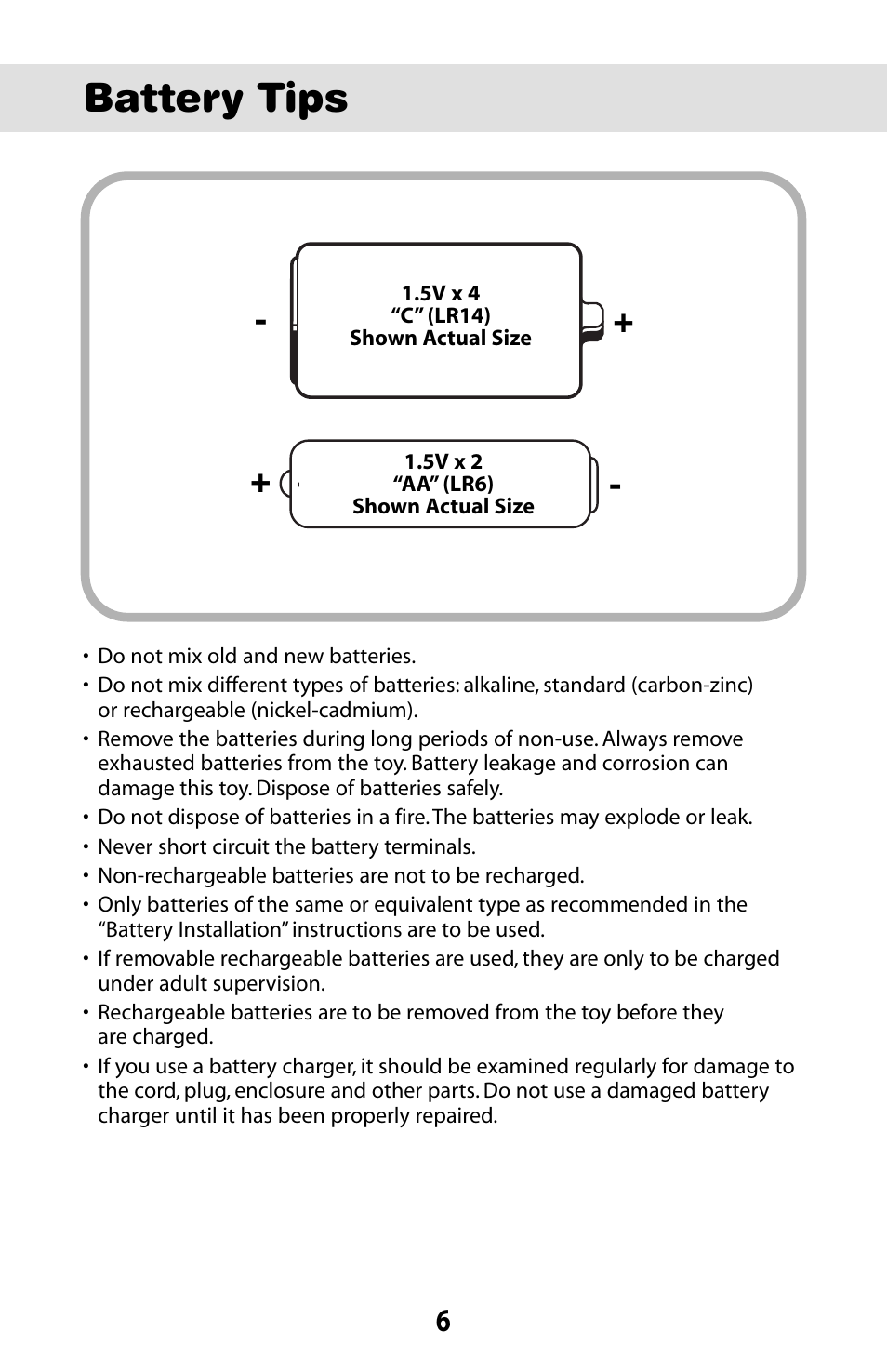 Battery tips | Fisher-Price 74120 User Manual | Page 6 / 12