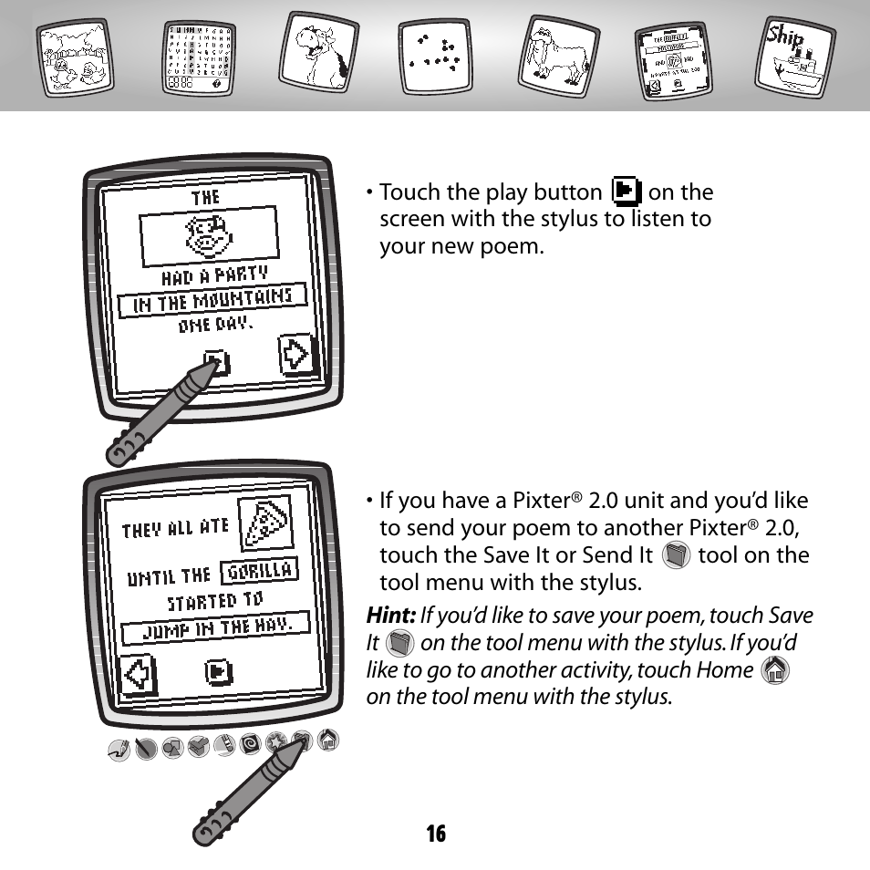 Fisher-Price PIXTER B8287 User Manual | Page 16 / 36