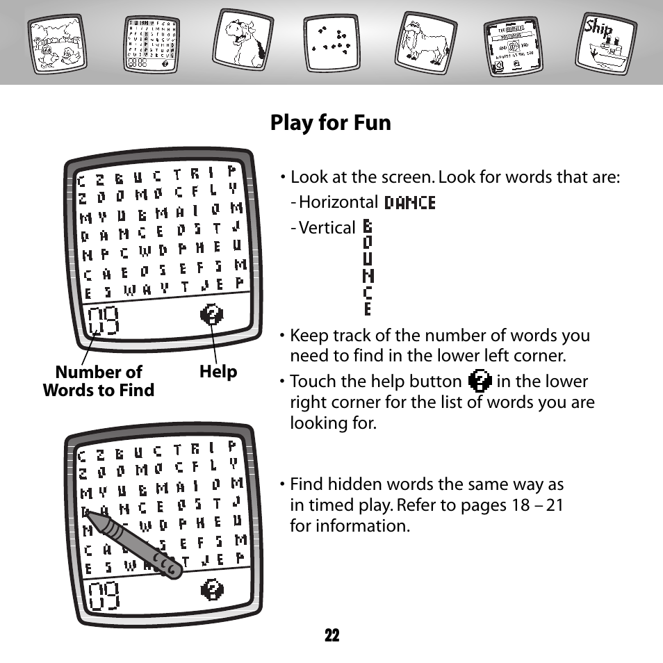 Play for fun | Fisher-Price PIXTER B8287 User Manual | Page 22 / 36