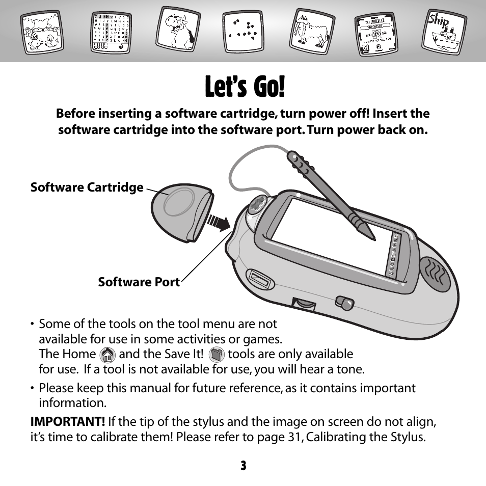 Let’s go | Fisher-Price PIXTER B8287 User Manual | Page 3 / 36