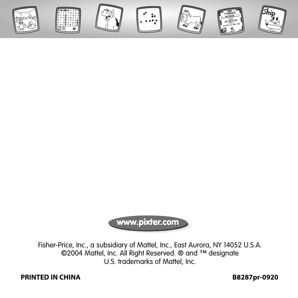 Fisher-Price PIXTER B8287 User Manual | Page 36 / 36