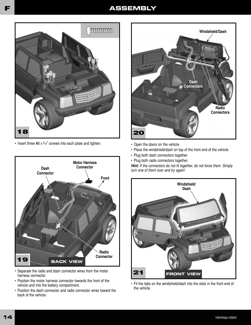 Assembly | Fisher-Price POWER WHEELS H0440 User Manual | Page 14 / 36